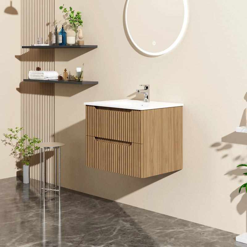 24" Wall Mount Bathroom Vanity Cabinet Floating (Cabinet Only) - Walnut by Unique Piece Furniture