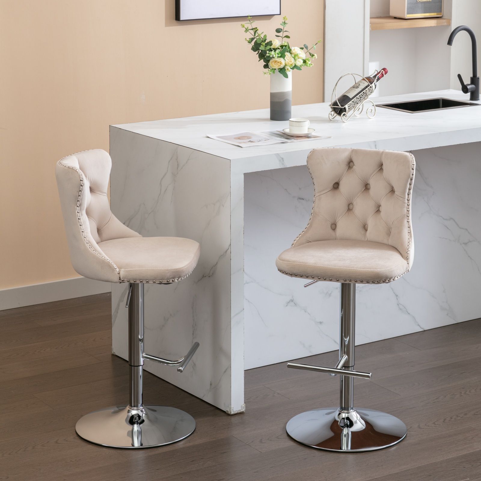 Swivel Adjustable Height Barstools Set of 2 by HouseOfZazla