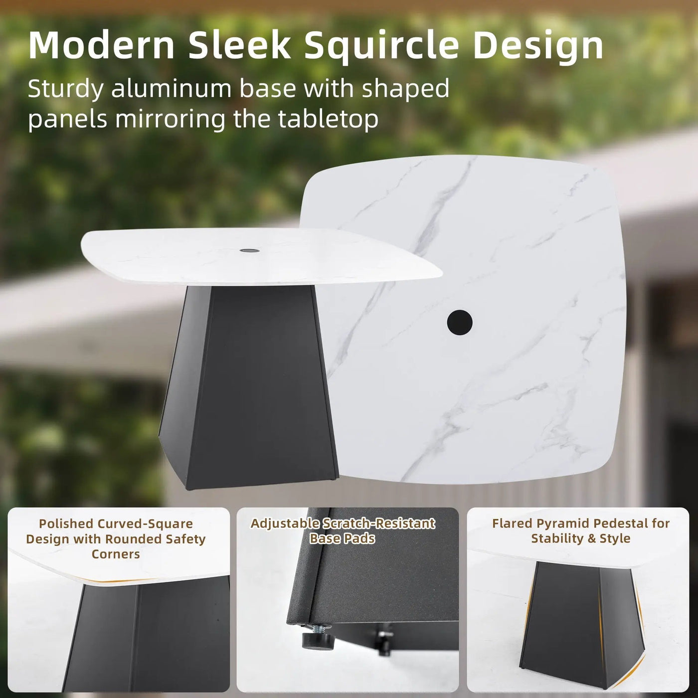 Rounded Square Outdoor Pedestal Dining Table by Unique Piece Furniture