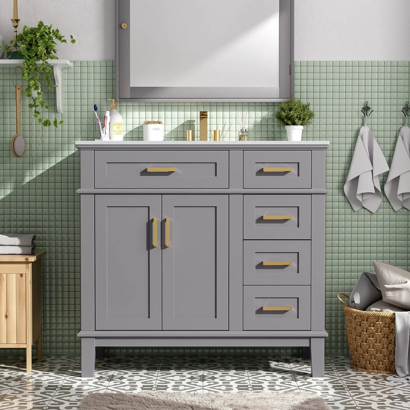 Modern Bathroom Vanity With Ceramic Sink, Soft Close Storage Cabinet by Unique Piece Furniture