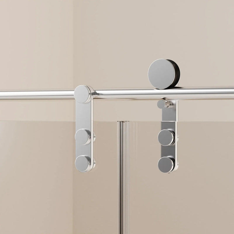Frameless Single Sliding Shower Doors With Towel Rail & Handle by HouseOfZazla