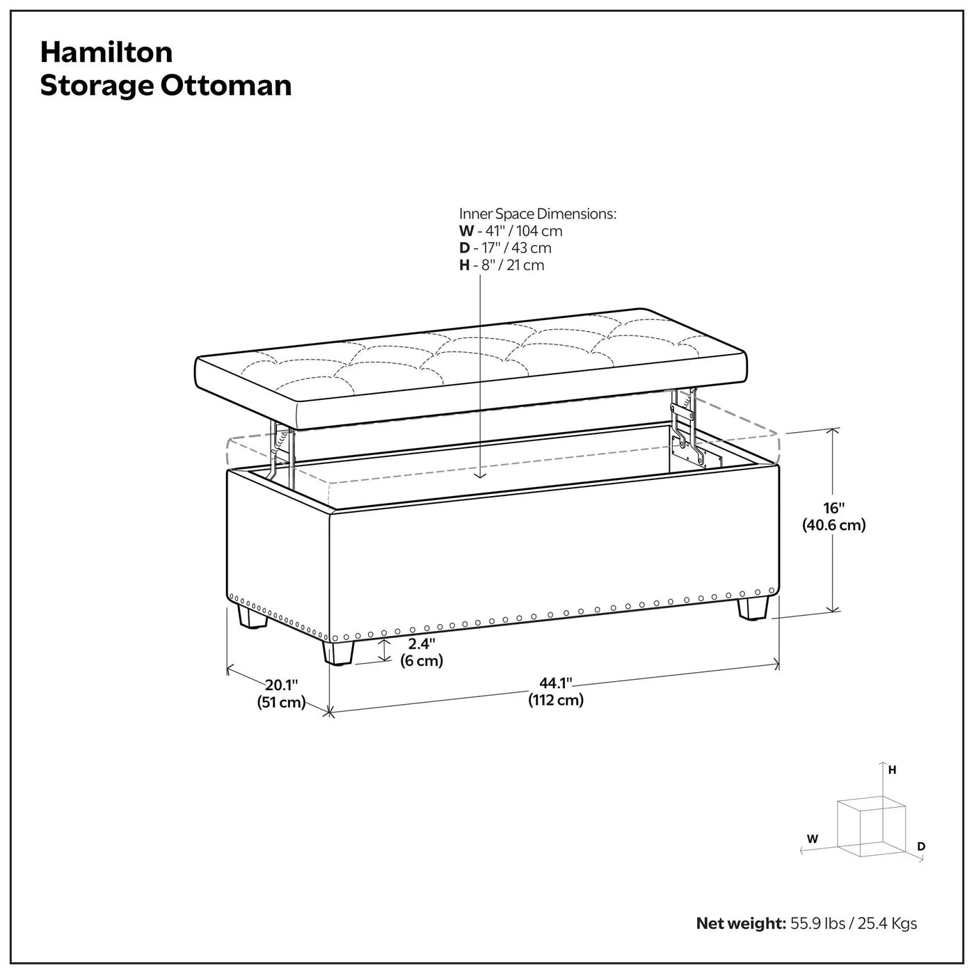 Hamilton - Upholstered Lift Top Rectangular Storage Ottoman by Unique Piece Furniture