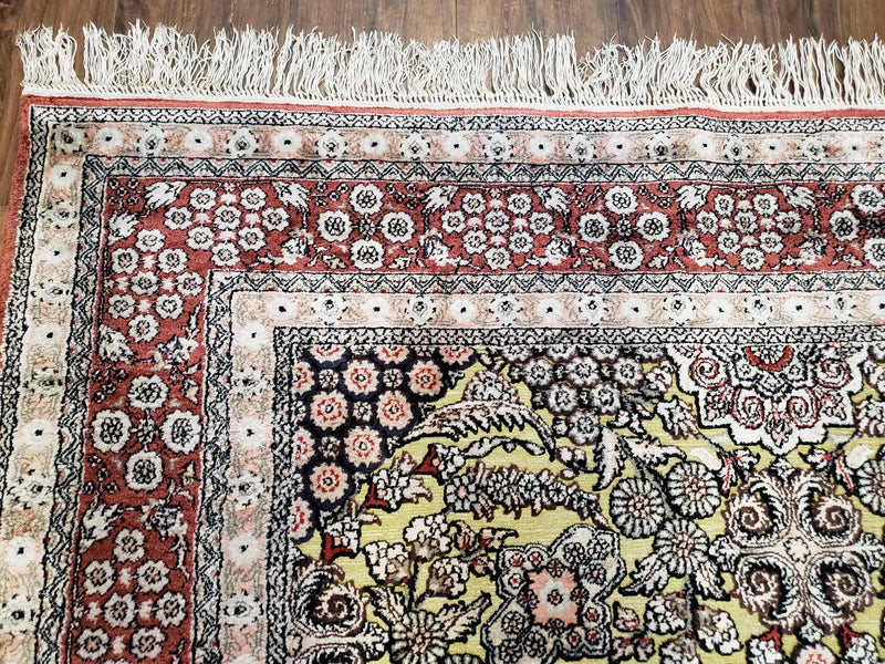 5x8 Indian Kashmiri Silk Rug with Gold Threads by Jewel Rugs