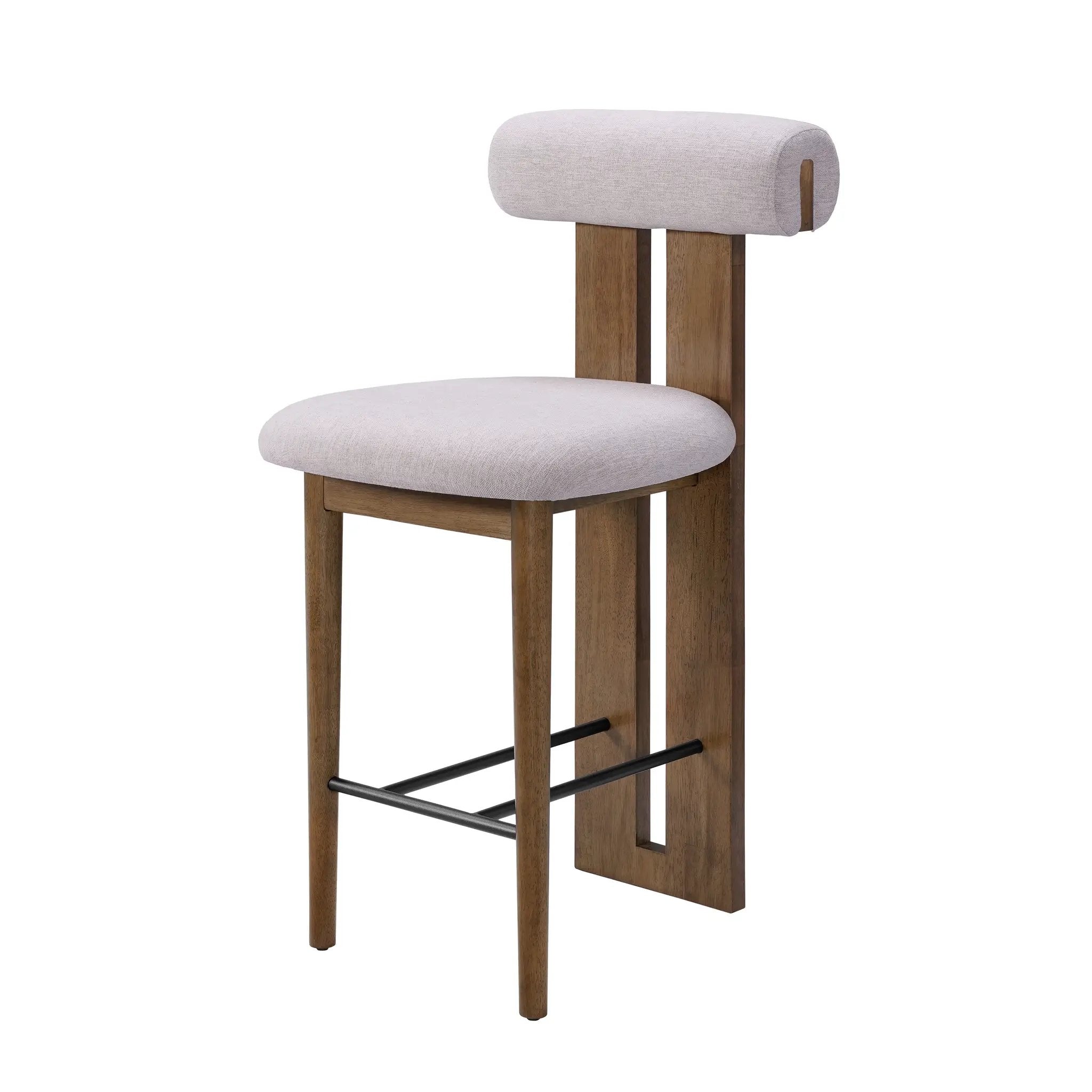 Renee Indoor Modern Split-Back Rubber Wood Counter Stool by HouseOfZazla