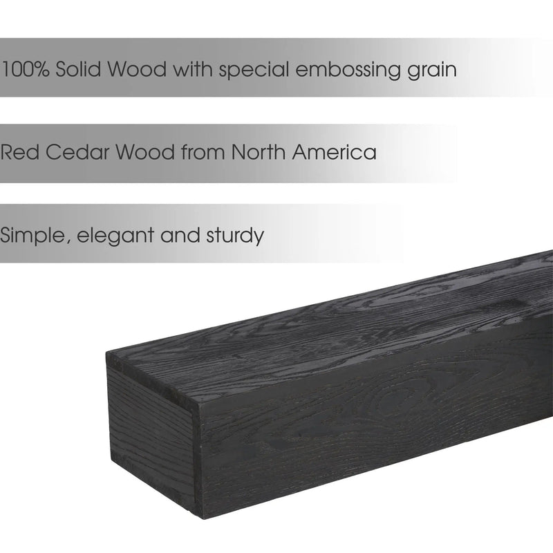 48'' Embossed Fireplace Mante, Wall Mounted Floating Shelf - Black by Unique Piece Furniture