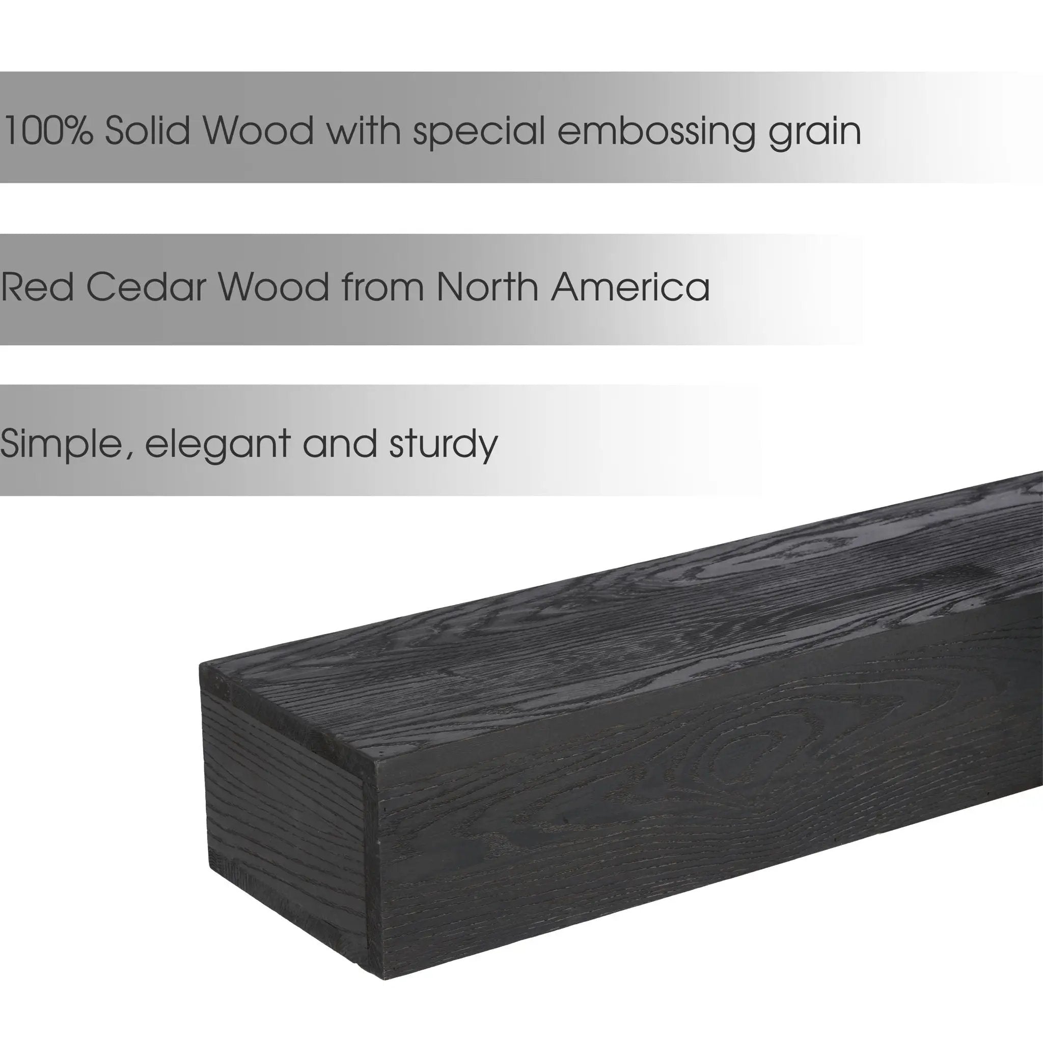 48'' Embossed Fireplace Mante, Wall Mounted Floating Shelf - Black by HouseOfZazla