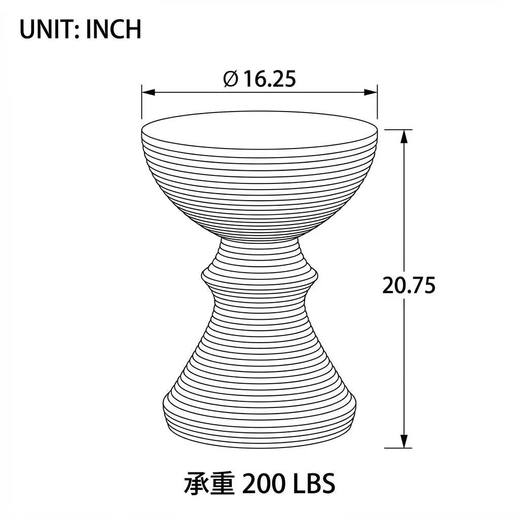 16" Ribbed Outdoor Accent Table, photo 4 of 8