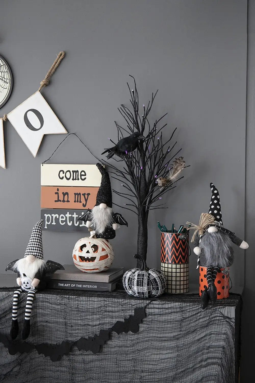 Light Plaid Pumpkin, For Holiday Halloween Decor - Black / White by HouseOfZazla