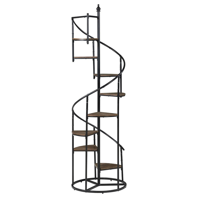 8 Shelf Staircase Bookcase Industrial Storage And Scratch Resistant Shelves - Brown by HouseOfZazla