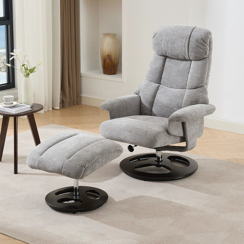 Ergonomic Recliner Chair With Ottoman, Modern 360° Swivel With Footstool by Unique Piece Furniture