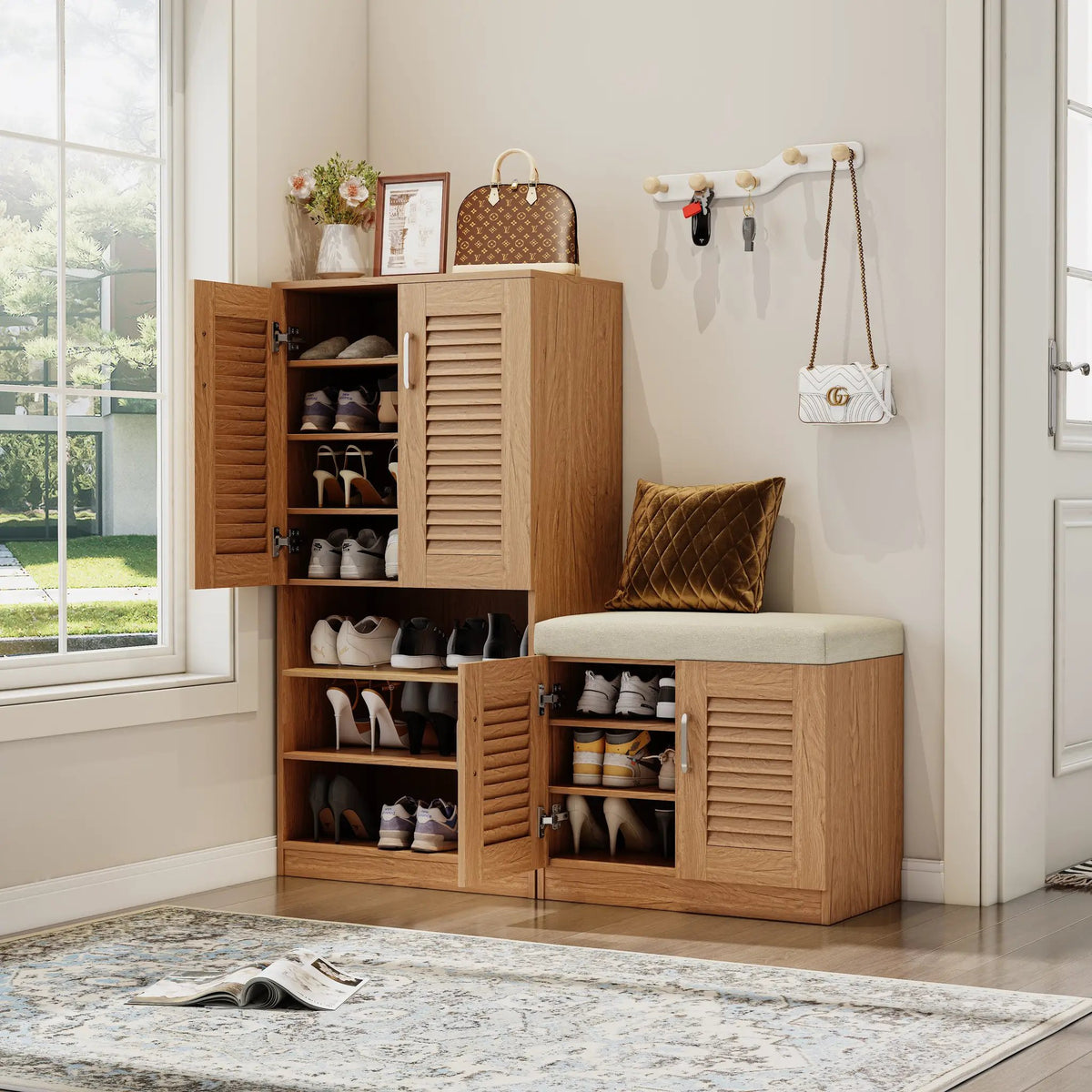 Multi Functional Shoe Storage Cabinet with Bench by HouseOfZazla