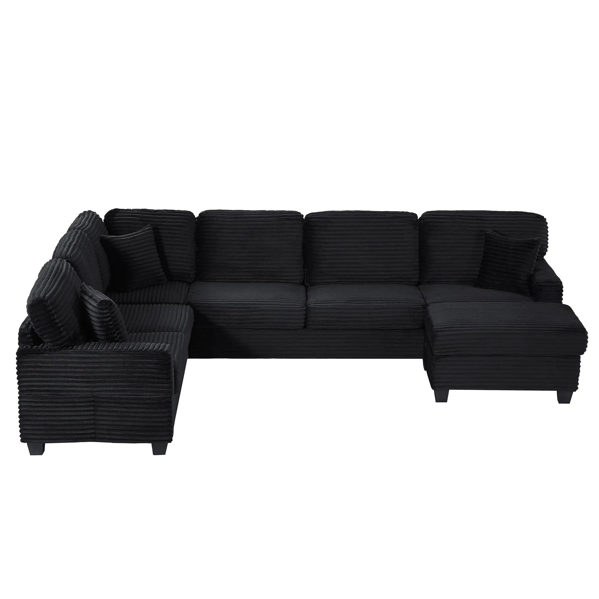 Upholstered U-Shaped Sectional Sofa With Movable Ottoman And Side Storage Pockets by Unique Piece Furniture