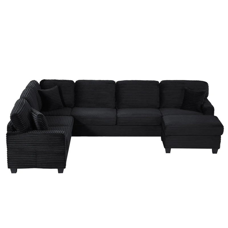 Upholstered U-Shaped Sectional Sofa With Movable Ottoman And Side Storage Pockets by Unique Piece Furniture