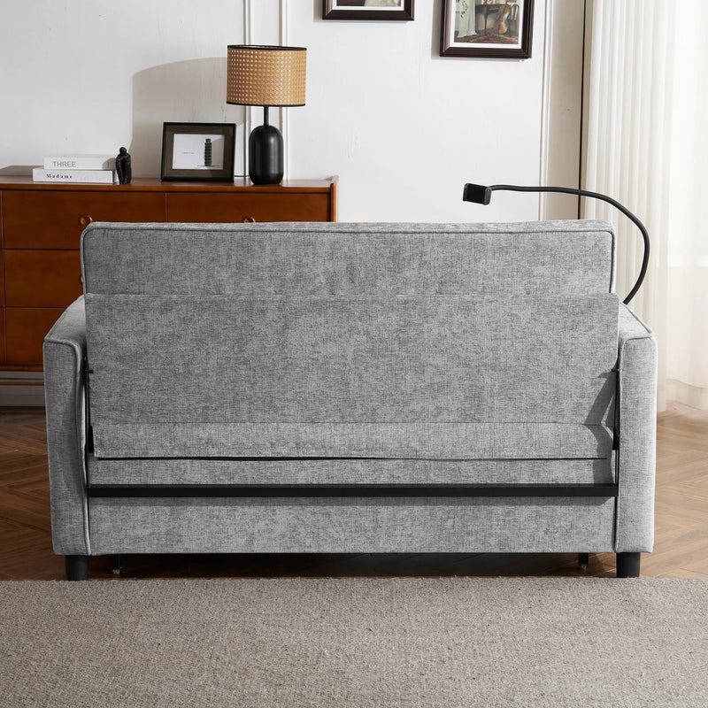 Pull-Out Sleeper Sofa With Reversible Backrest Cushion, Side Pockets, 2 USB Ports And A Phone Holder For Living Room by HouseOfZazla