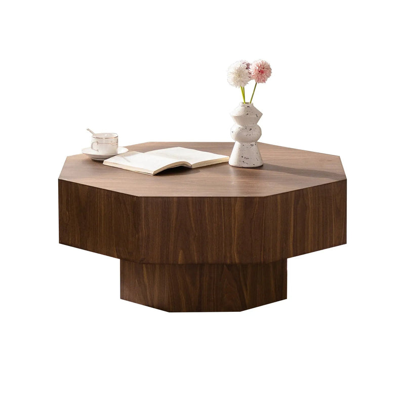 30.51 Inch Wooden Octagonal Coffee Table for Living Room by HouseOfZazla