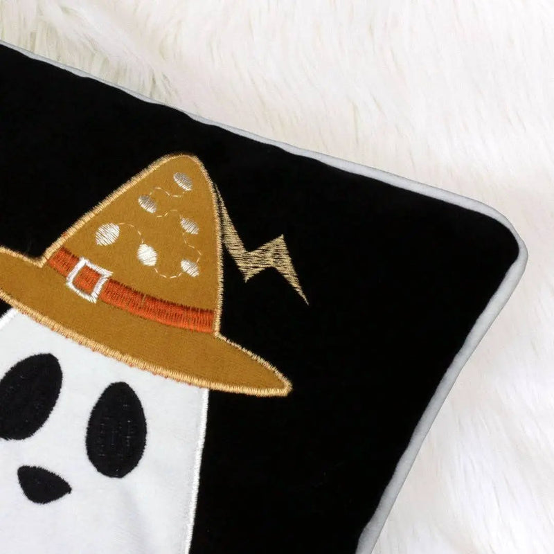 Halloween Boo Ghost Velvet Throw Pillow by HouseOfZazla
