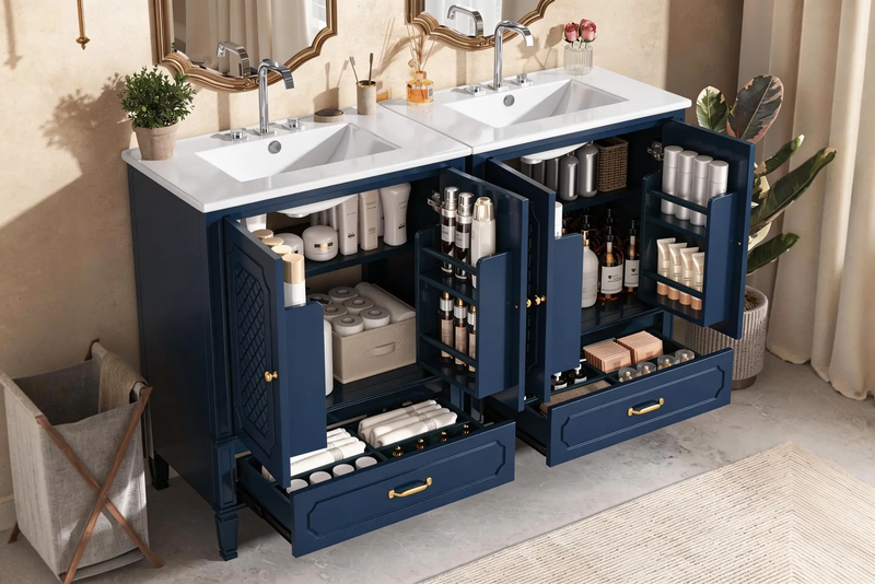60" Bathroom Vanity with Double Sink Combo Set by HouseOfZazla