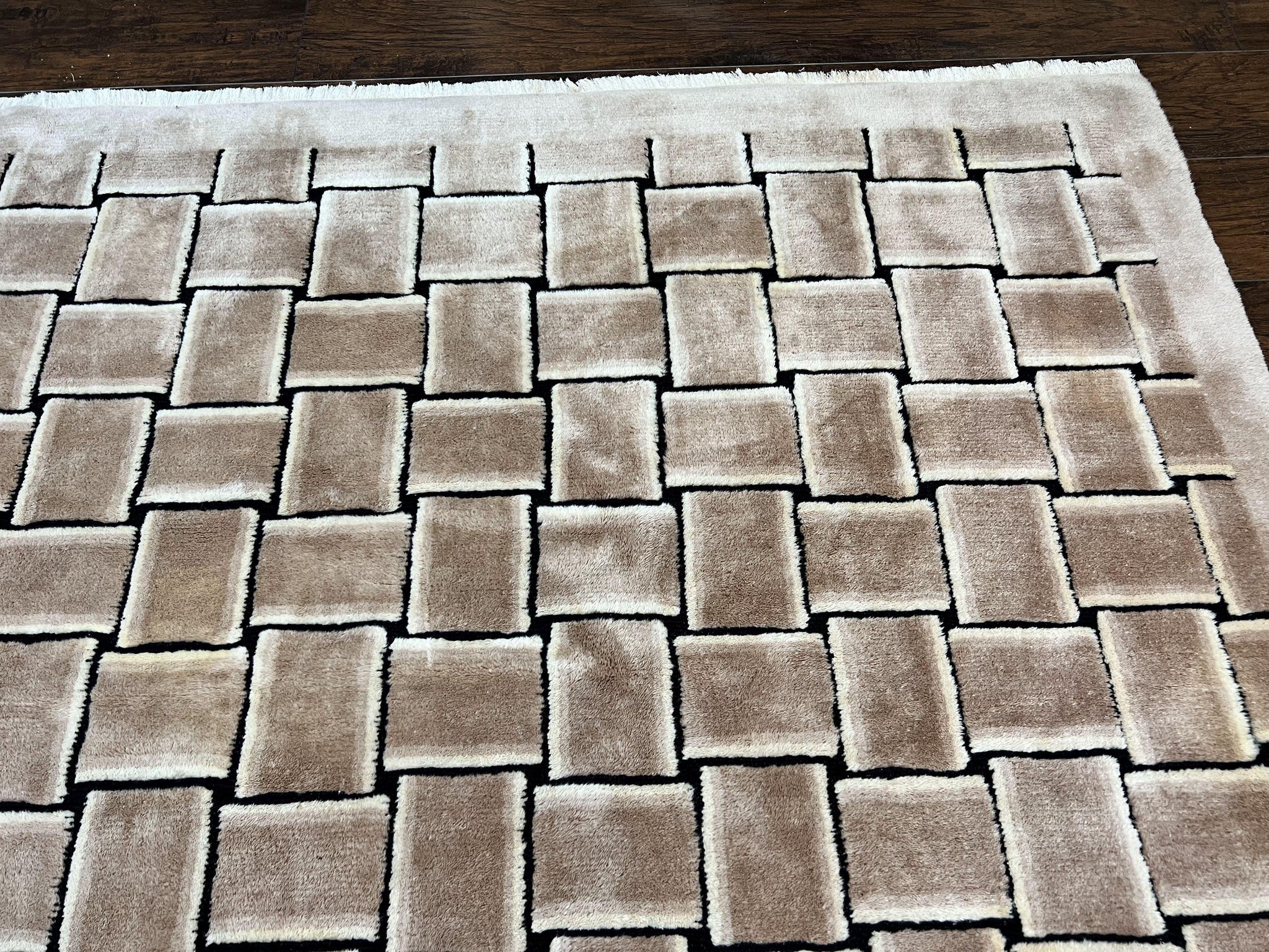 Tibetan Rug 9x12, Handmade, Wool, Modern Design by Jewel Rugs