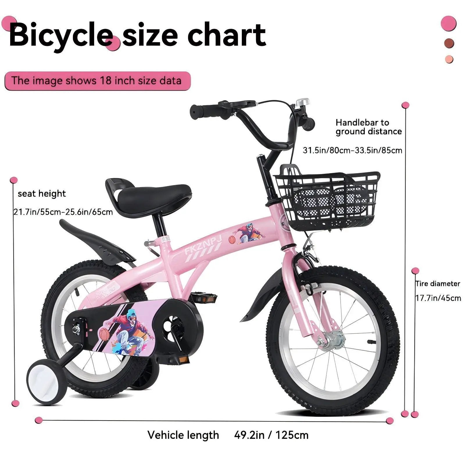 Fkznpj - 18" Sporty Kids Bike With Training Wheels And Stand Adjustable Saddle Suitable For Boys And Girls Aged 5 - 10 Years Tall Height 39 - 49" Available In A Variety Of Colors by HouseOfZazla