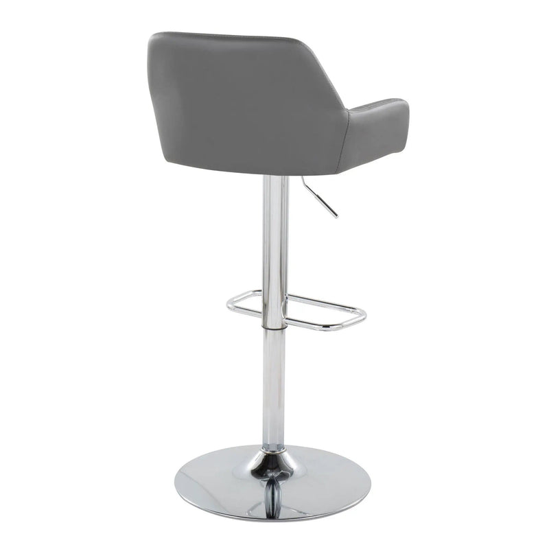 Daniella - Contemporary Adjustable Barstool With Swivel With Rounded Rectangle Footrest (Set of 2) by HouseOfZazla