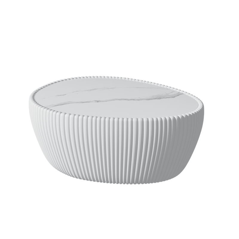 Light Sintered Stone Top Goose Egg Shape Table by HouseOfZazla