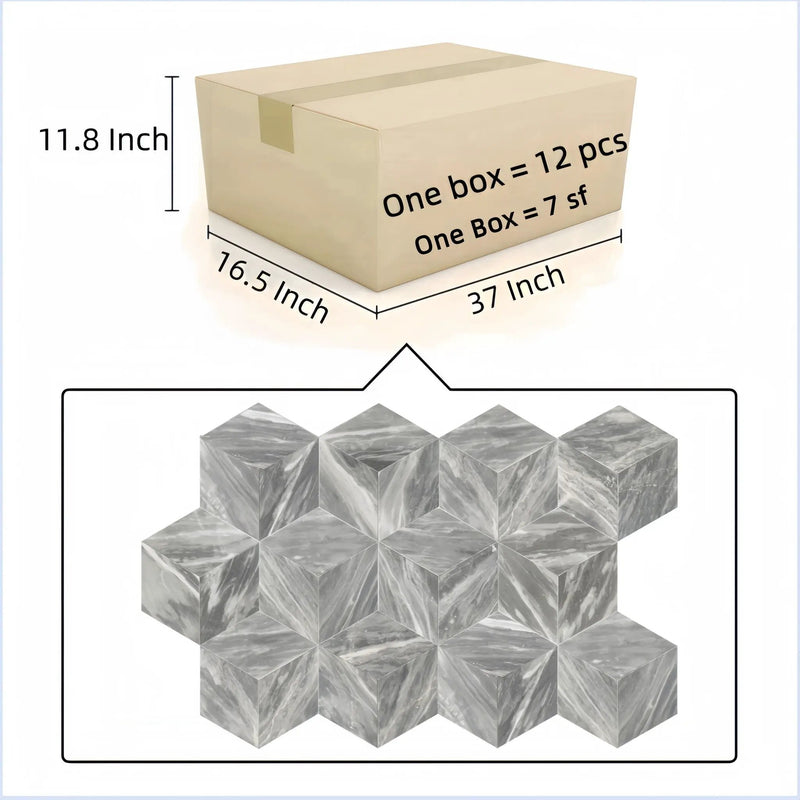 Hexagon Natural Marble Polished Tile For Wall And Floor (Set of 12) by HouseOfZazla