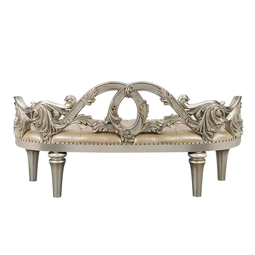 Danae - Bench - Champagne Synthetic Leather & Gold by Unique Piece Furniture