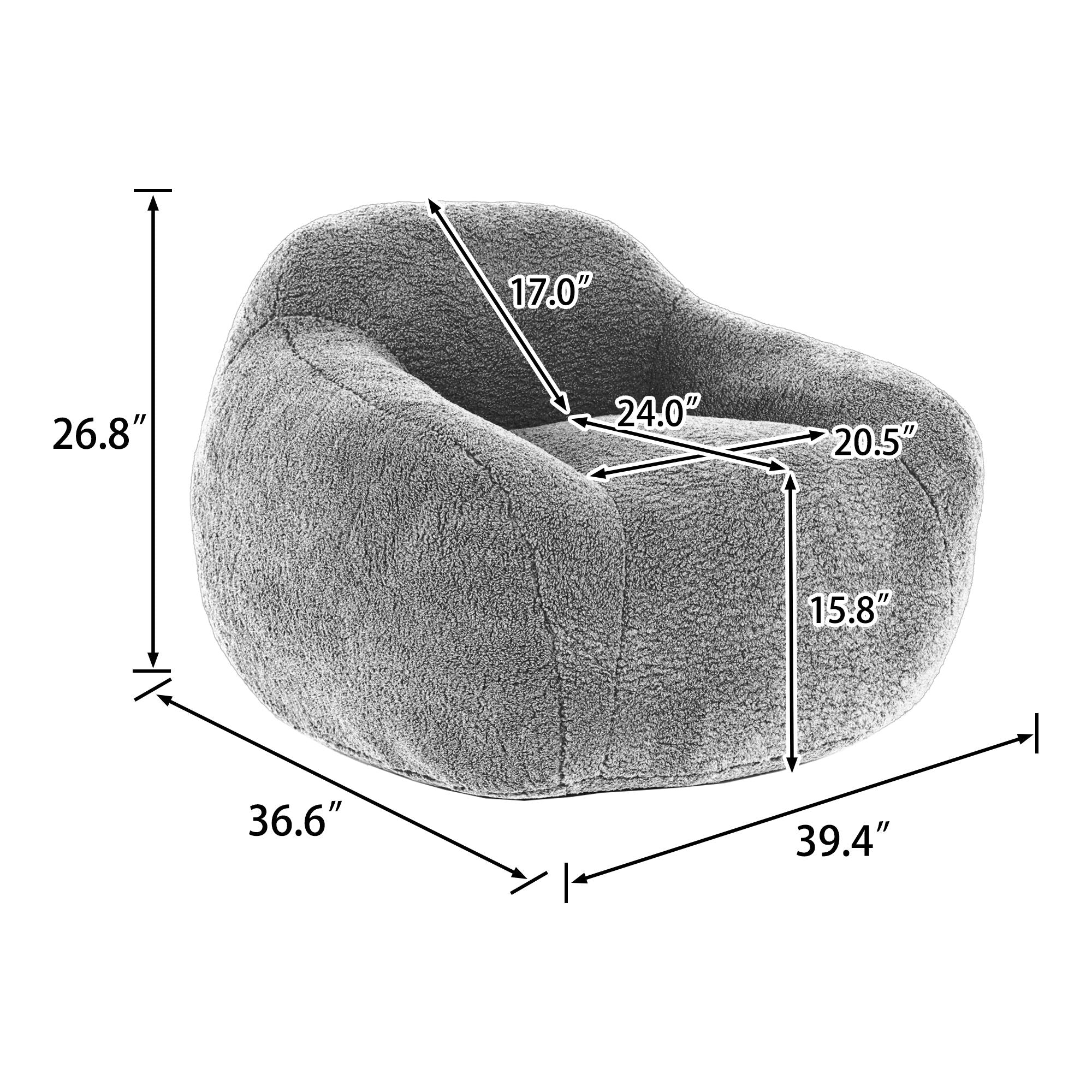 Giant Bean Bag Chair, Spacious Memory Foam With Armrests by HouseOfZazla