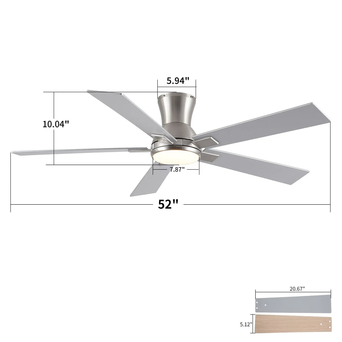 Low Profile Flush Mount Intergrated LED Ceiling Fan With Light And Reversible Quiet Motor by HouseOfZazla