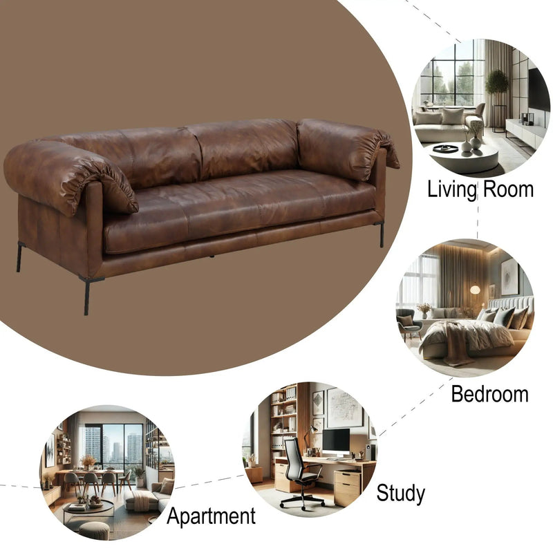 Jaron - Top Grain Leather Sofa - Mocha by Unique Piece Furniture