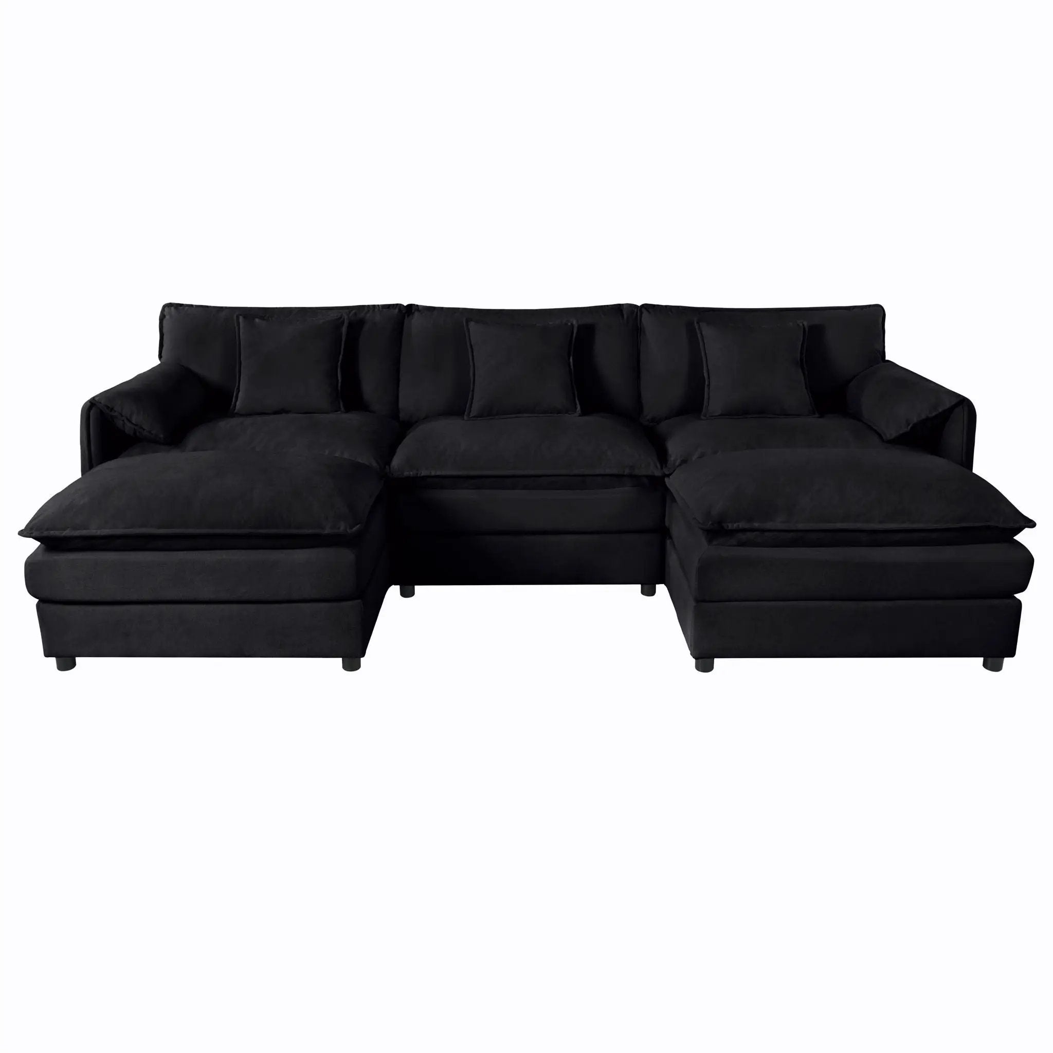 Modern Comfy Deep Seat Modular Sectional Sofa Cloud Couch With Ottoman by Unique Piece Furniture