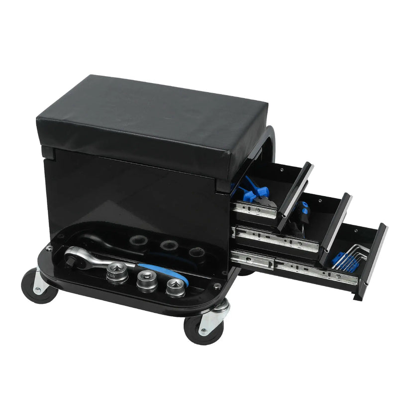 Rolling Creeper Garage Seat With 3 Built-In Drawers by HouseOfZazla
