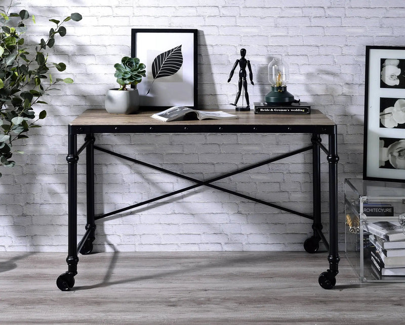 Oklarth Rustic Writing Desk - Black / Oak by HouseOfZazla