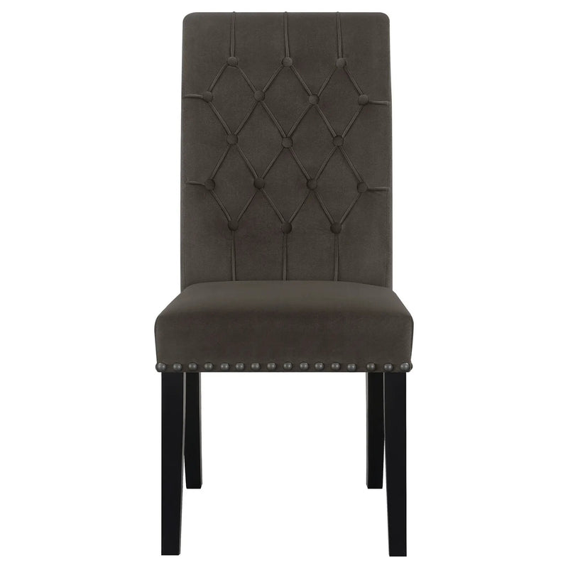 Alana Velvet Upholstered Dining Side Chair Brown (Set of 2) by Unique Piece Furniture