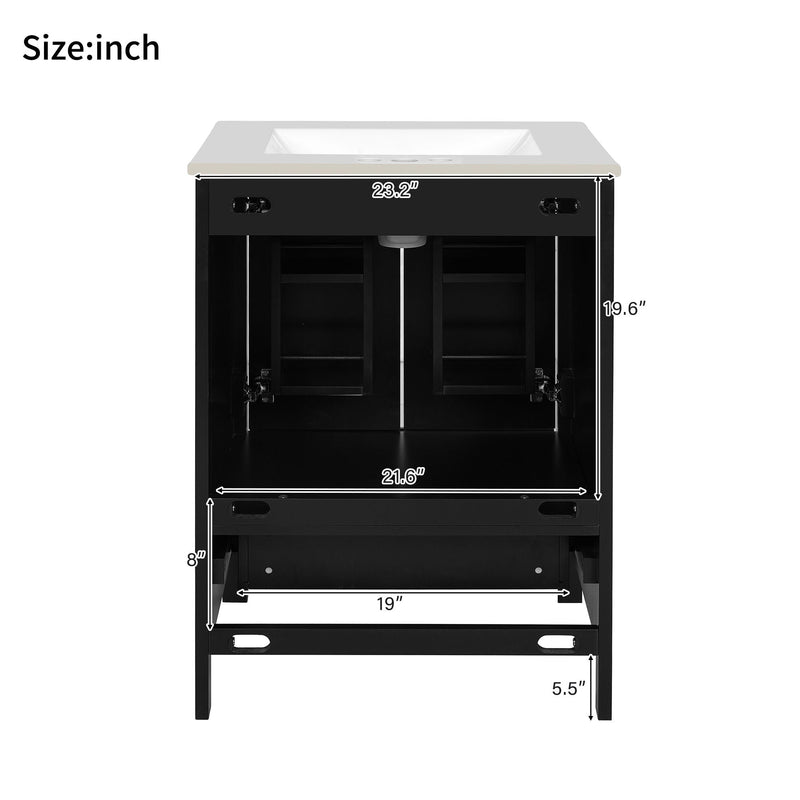 Bathroom Vanity With Integrated Undermount Ceramic Sink, 2 Doors And 1 Drawer, Soft Close Hinges