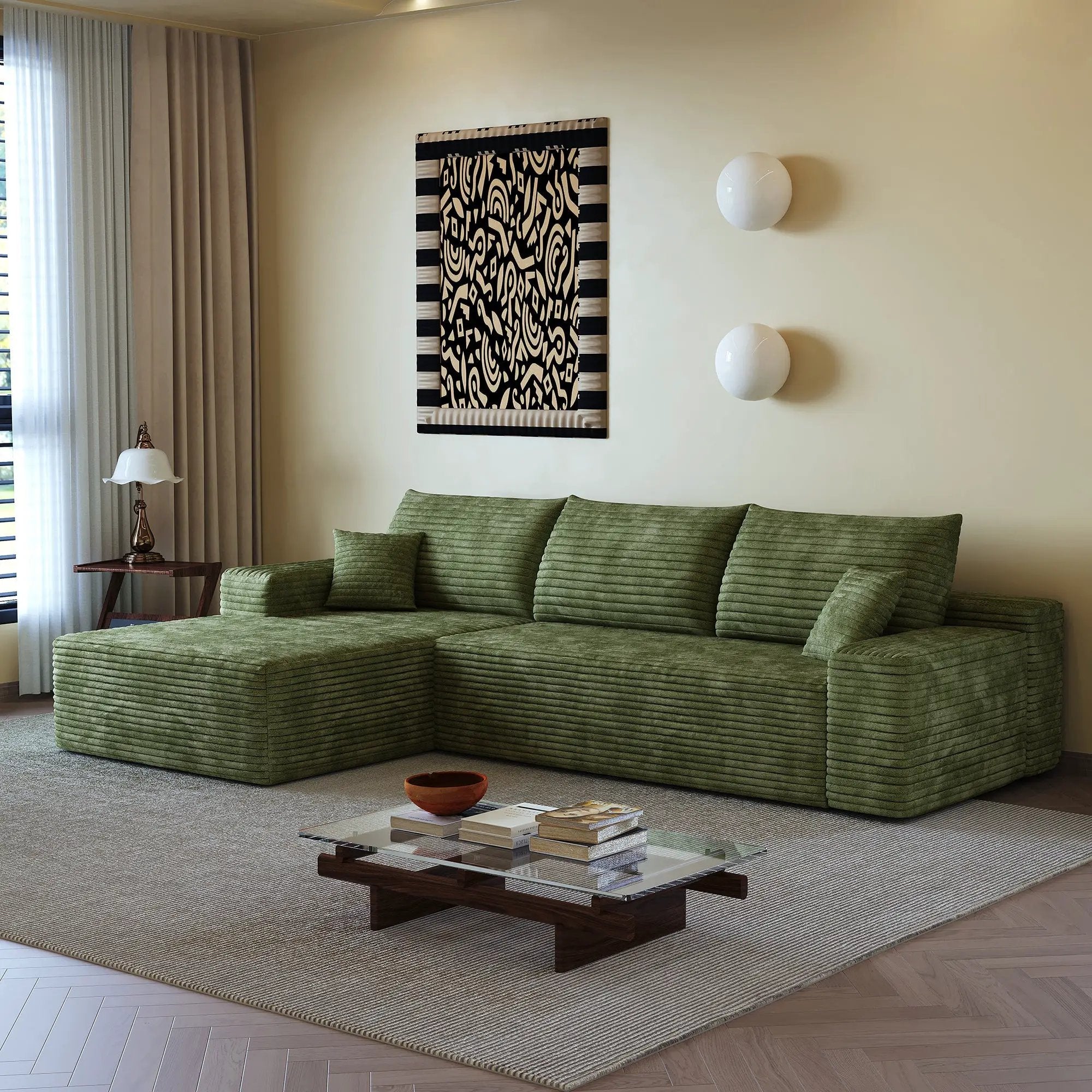 107" Cloud Sectional Couch with L-Shape Chaise by HouseOfZazla