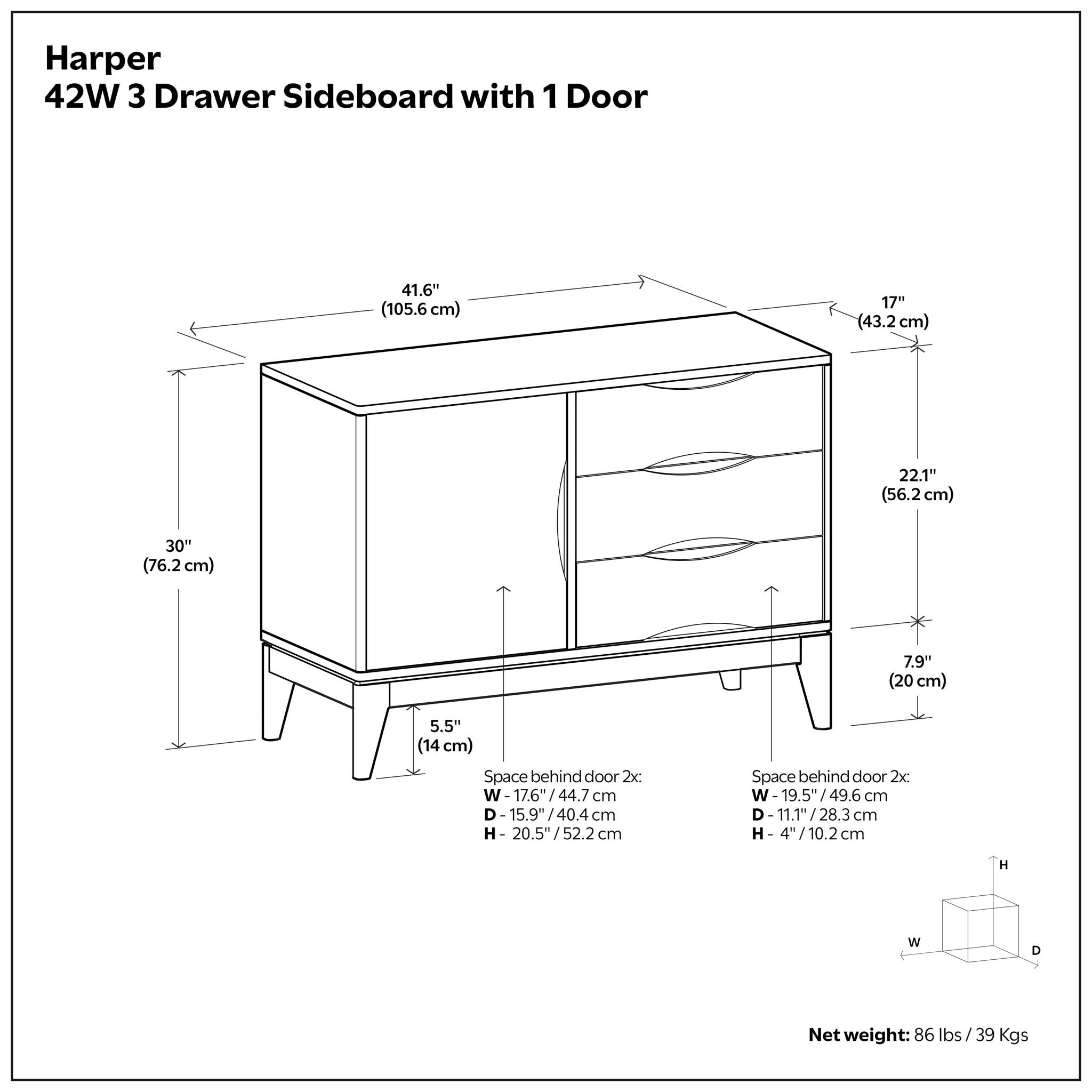 Harper - 3 Drawer Sideboard - Walnut Brown by HouseOfZazla