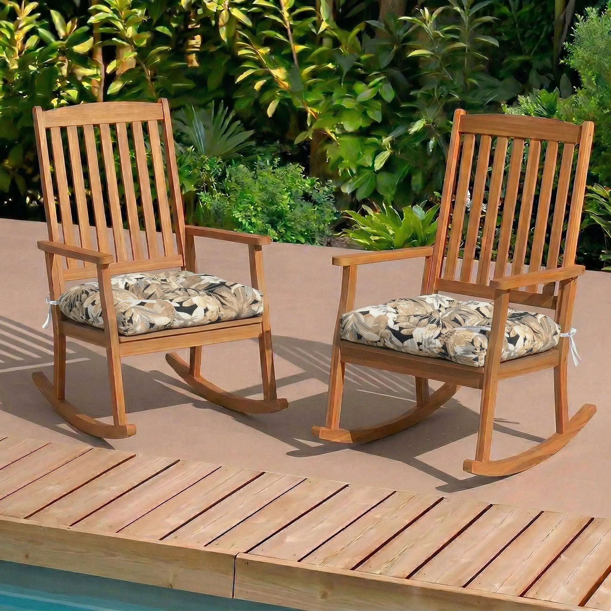 Outdoor Chair Cushions Set of 2, 19 x 19 x 4 Inch Tufted Seat Cushions by HouseOfZazla