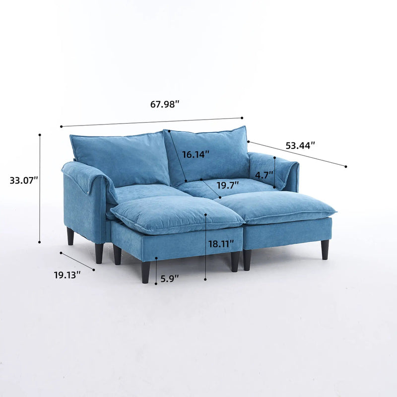 Convertible Combination Sofa With Footstools With Storage by HouseOfZazla