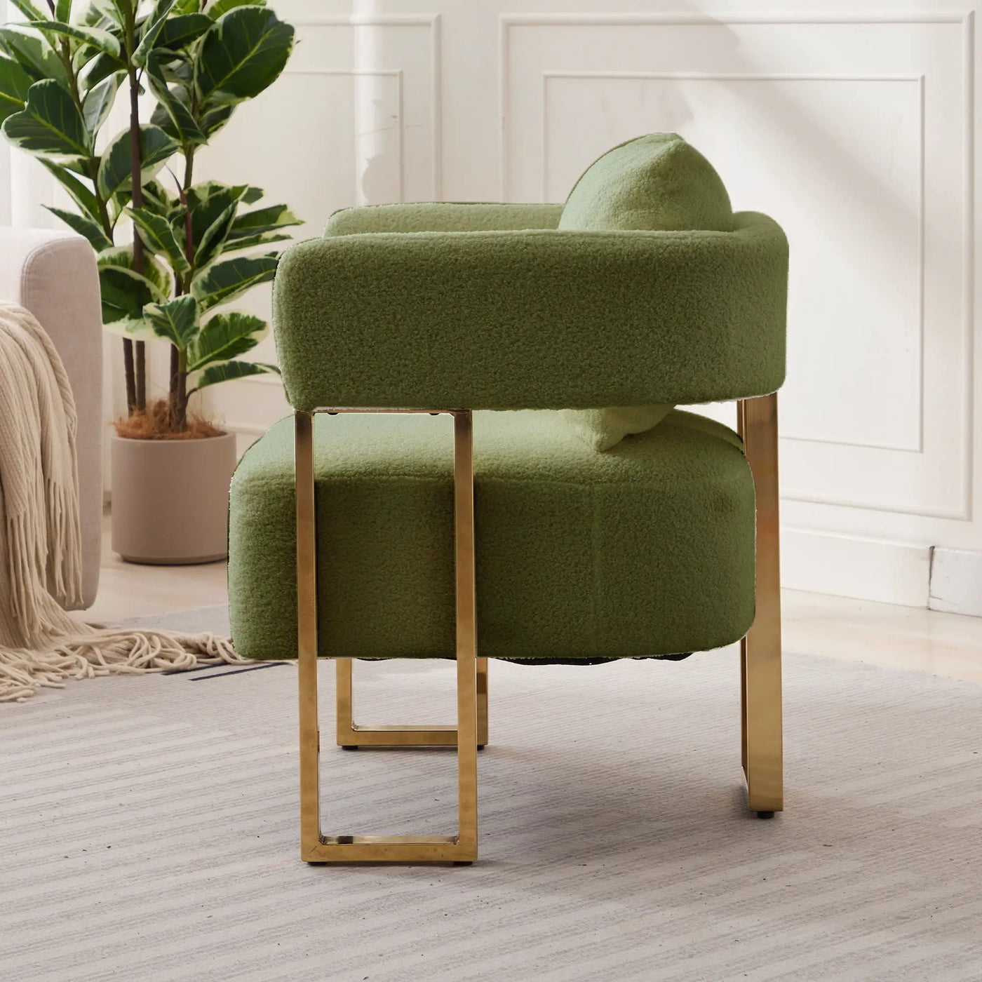Modern Decorative Chair Teddy Fleece Upholstered And Metal Foot by Unique Piece Furniture
