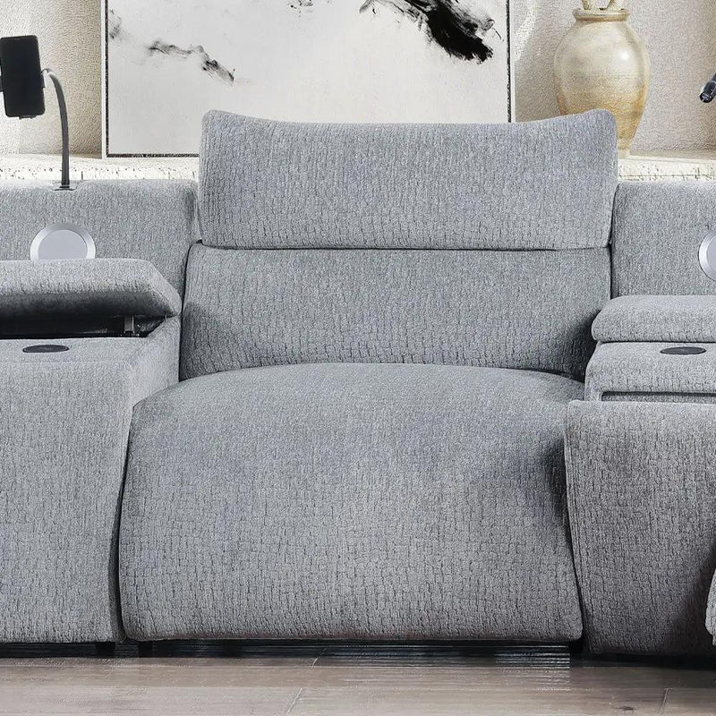 Fullar - Modular Power Motion Armless Recliner - Light Gary Chenille by Unique Piece Furniture
