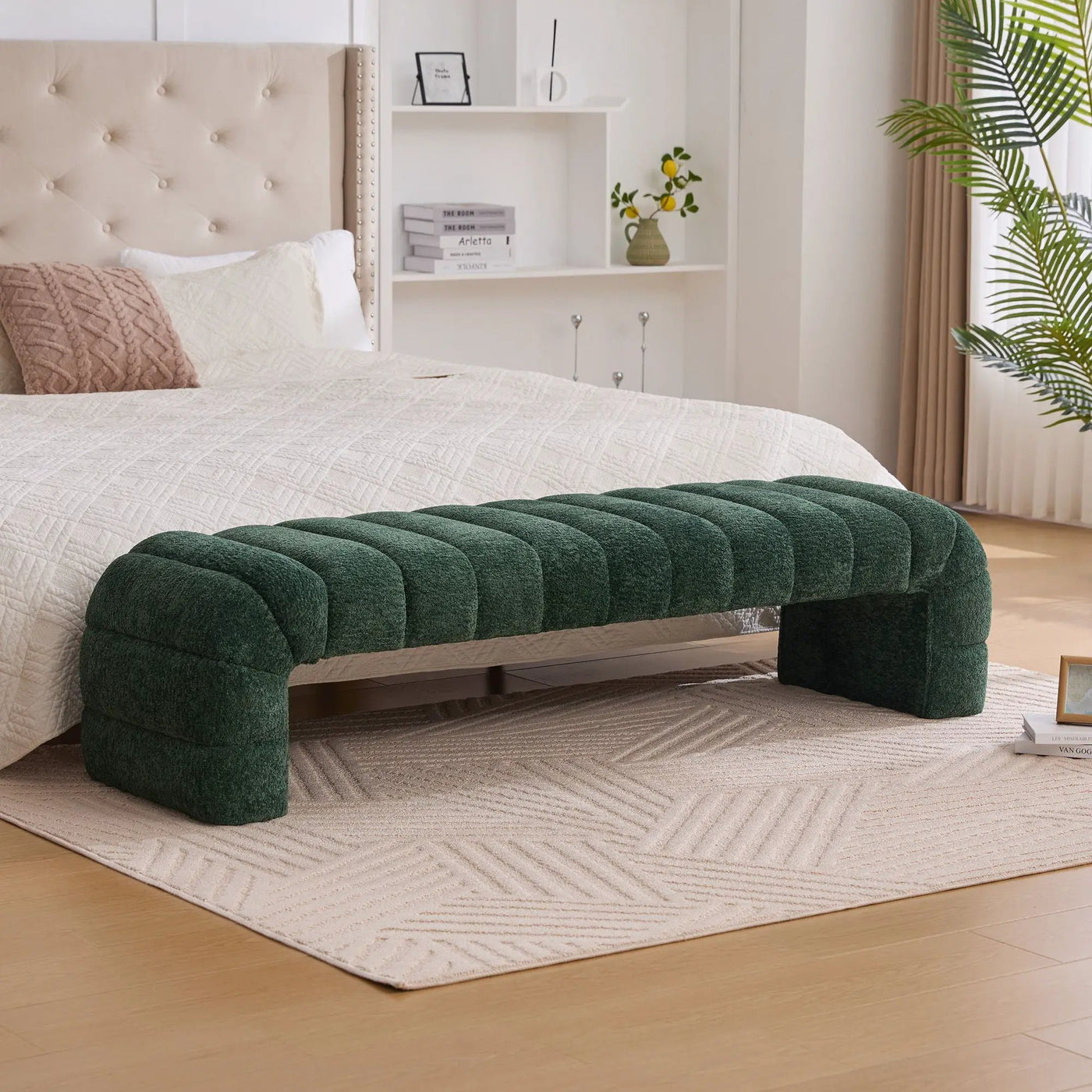 Modern Upholstered Armless Bed Bench With Channel Tufted Design by Unique Piece Furniture