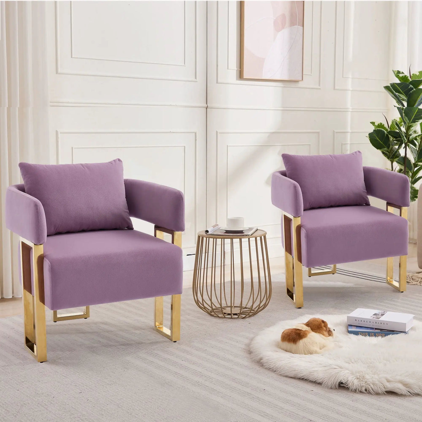 Modern Decorative Chair Teddy Fleece Upholstered And Metal Foot by Unique Piece Furniture