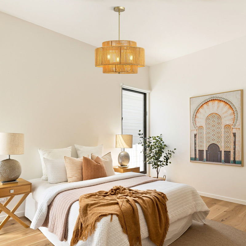 Boho Rattan 3-Light Chandelier by HouseOfZazla
