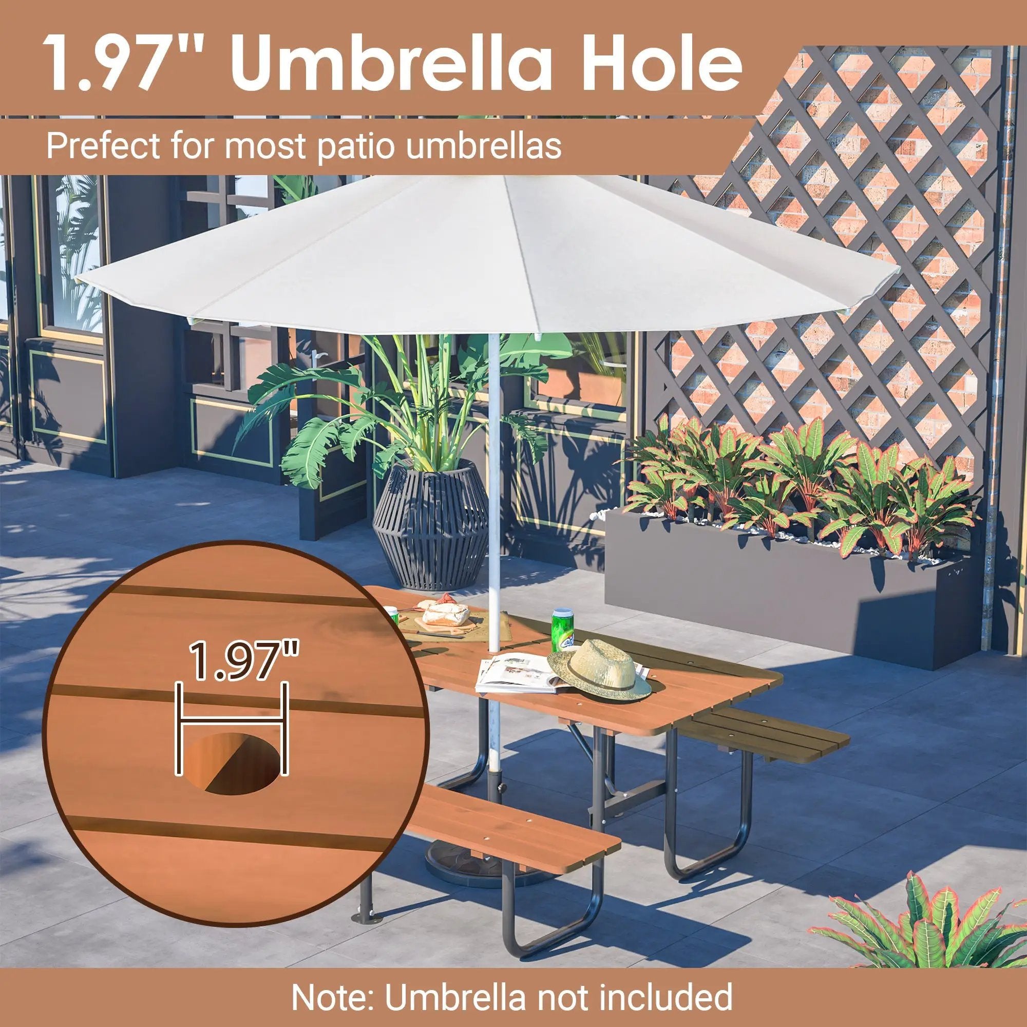 72" Rectangular Outdoor Picnic Table for 6 Person by HouseOfZazla