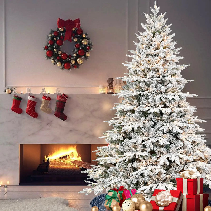 7.5ft Pre-Lit Flocked Artificial Christmas Tree by HouseOfZazla