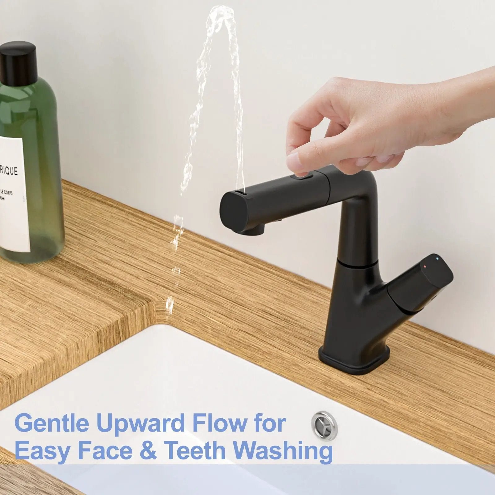 Pull Down Bathroom Sink Faucet With Three Water Modes And Construction - Matte Black by HouseOfZazla