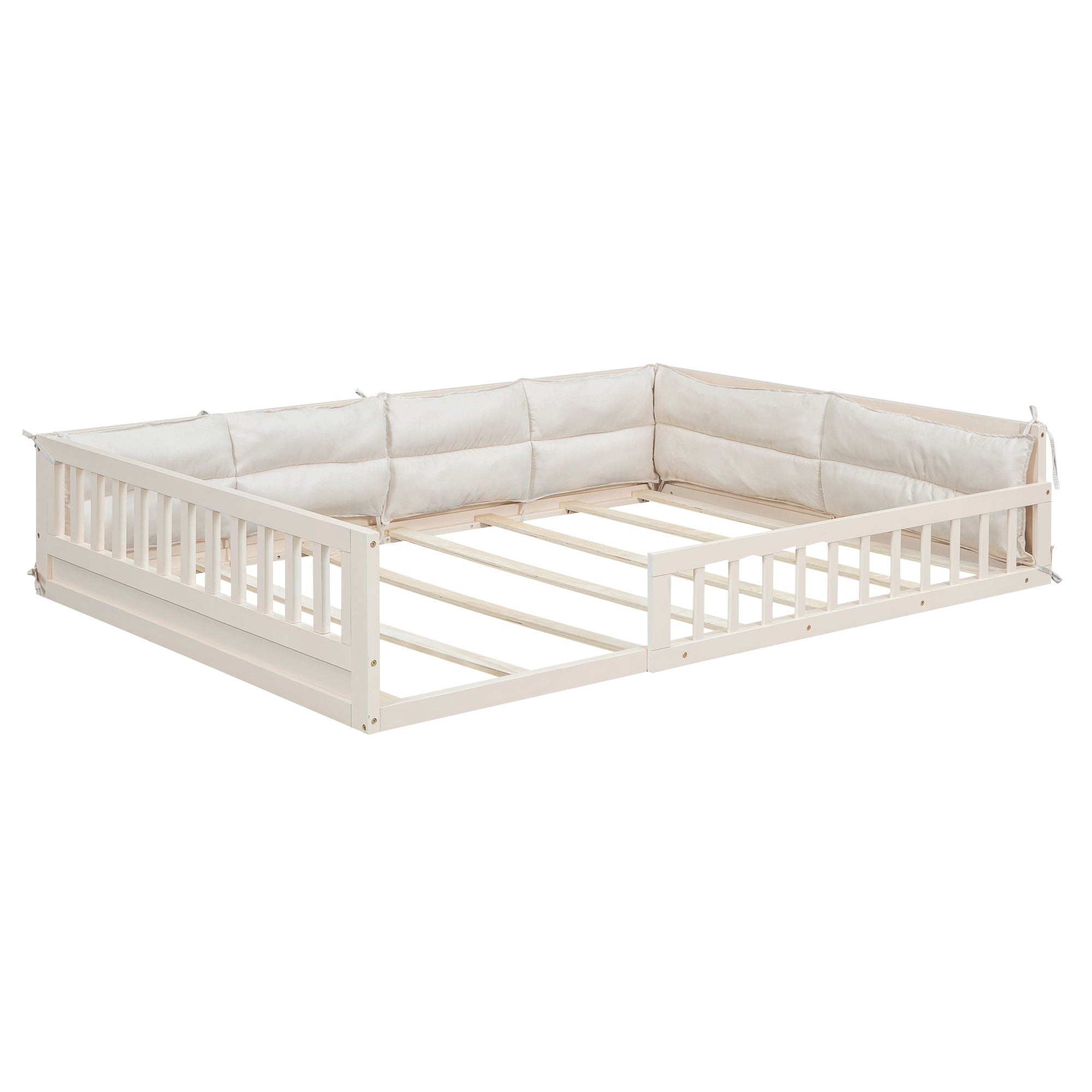 Upholstered Platform Bed With Guardrail And Pillow by HouseOfZazla