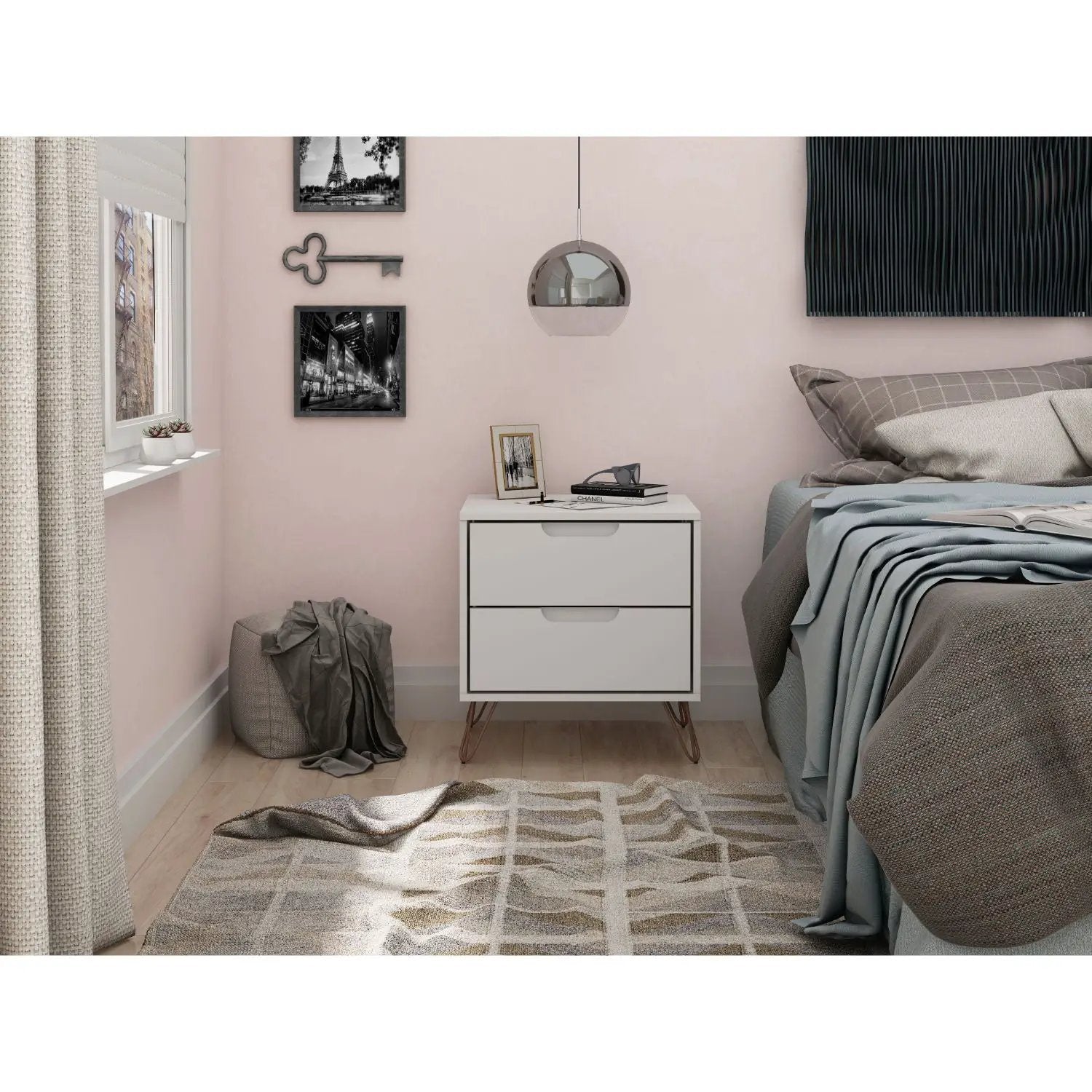 Rockefeller - Nightstand With 2 Drawers - White by HouseOfZazla
