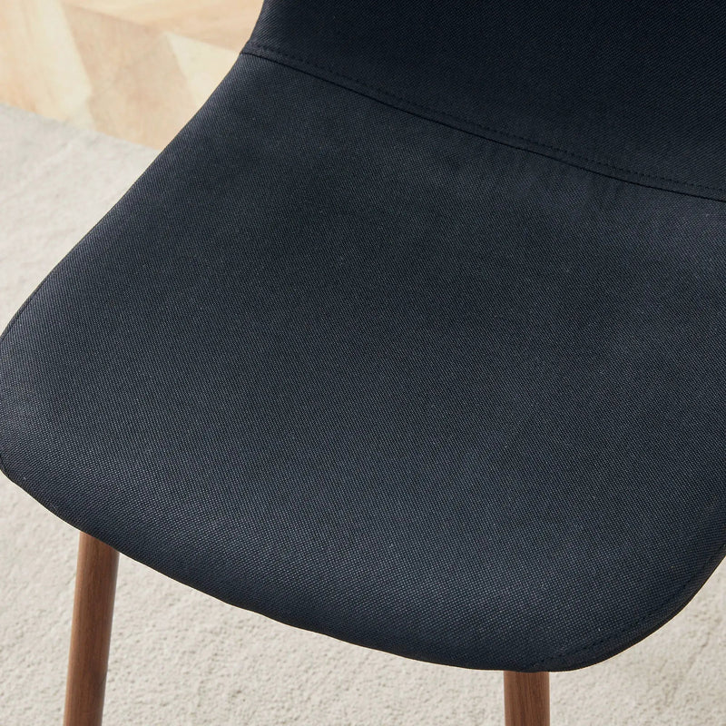 Luxury Simple Chair (Set of 4) Linen Cotton High Resilience Dining Chair With Metal Color Leg - Black / Walnut by HouseOfZazla